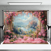 Lofaris Floral Painting Castle View Sweet Wedding Backdrop